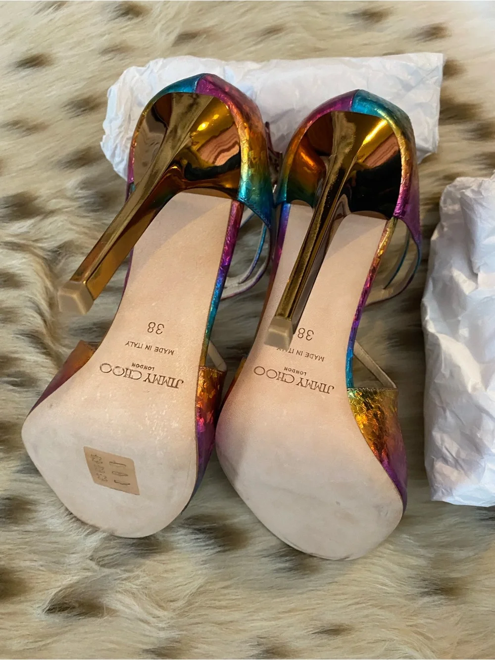 Rare Jimmy Choo Rainbow Panama Stiletto High Heels w Box - Picture 14 of 15